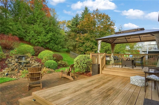 deck featuring a gazebo