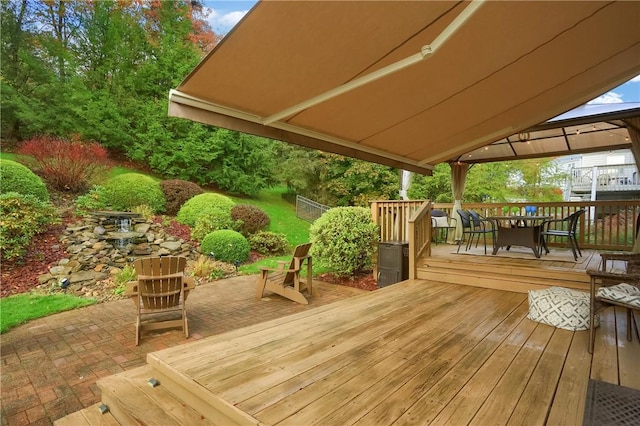 wooden deck with a gazebo