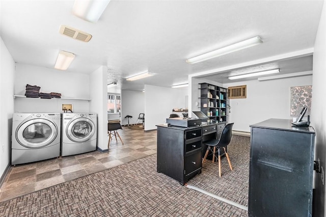 951 Buffalo St, City Of Franklin, PA 16323 - laundry room with washing machine and dryer, an office area, and baseboards