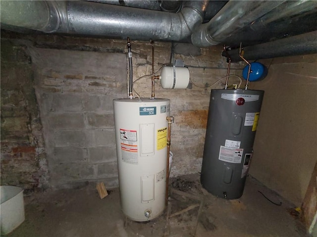 utility room featuring electric water heater