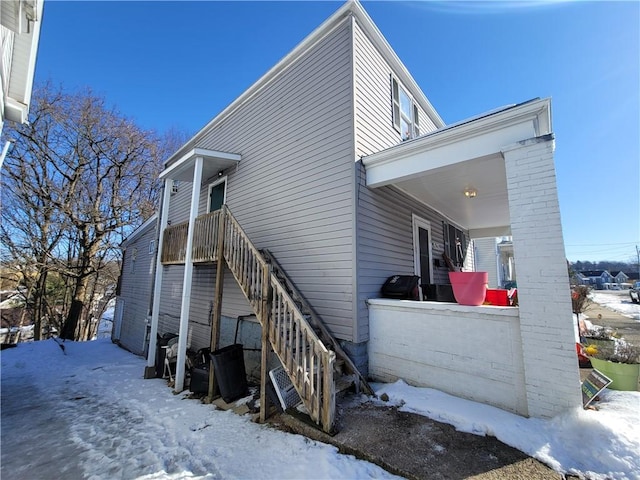 view of snowy exterior