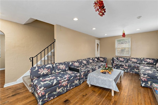 living room featuring wood-type flooring