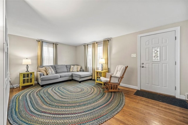 living room with hardwood / wood-style floors