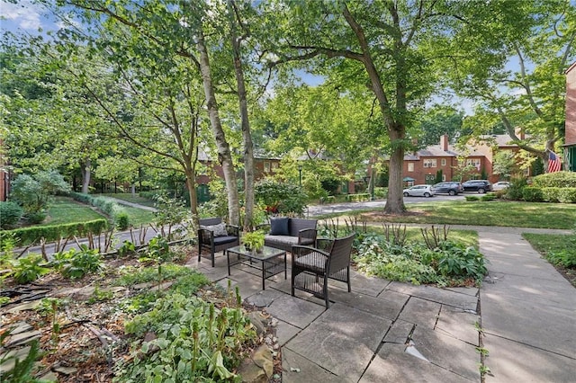 view of patio with an outdoor hangout area