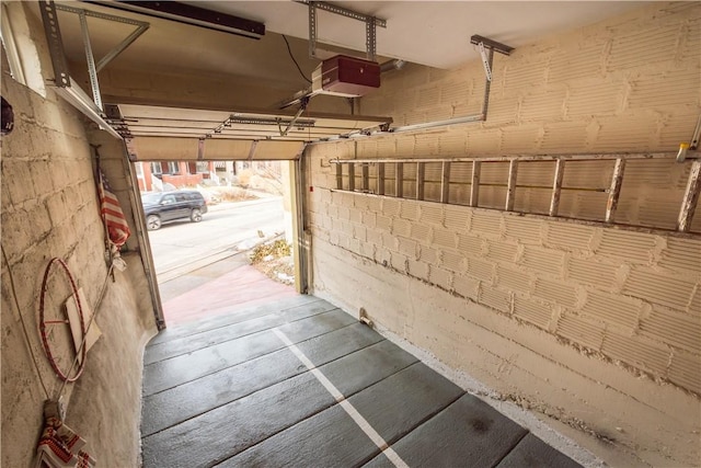 garage with a garage door opener