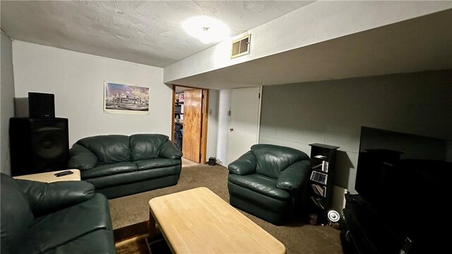 living room featuring carpet floors