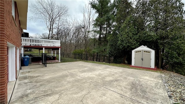 view of patio / terrace with a storage unit