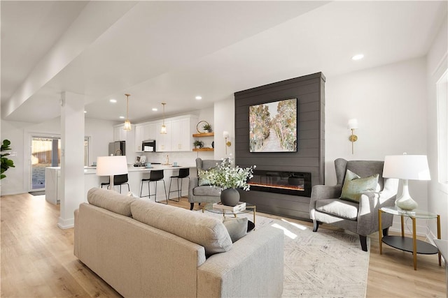 living room with light wood-type flooring