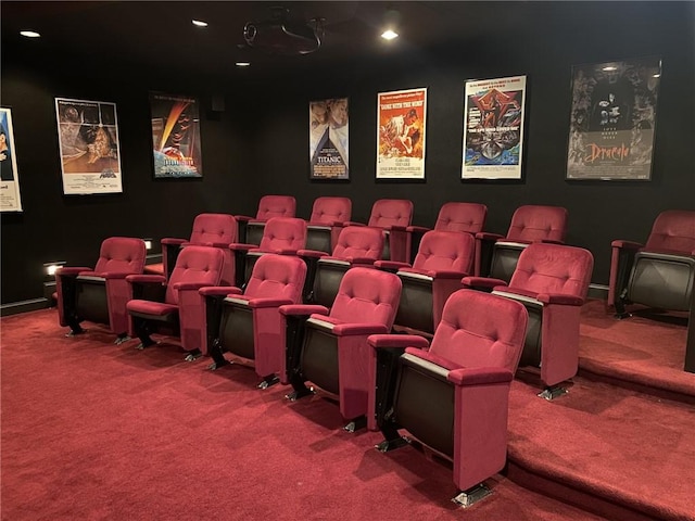 home theater room with carpet