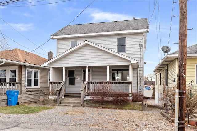 front facade featuring covered porch