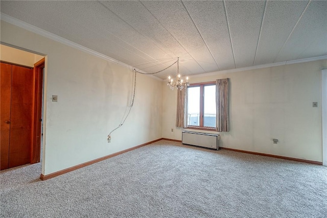 820 E Beau Unit 7Hr, South Strabane, PA 15301 - carpeted empty room with a chandelier, ornamental molding, and baseboards