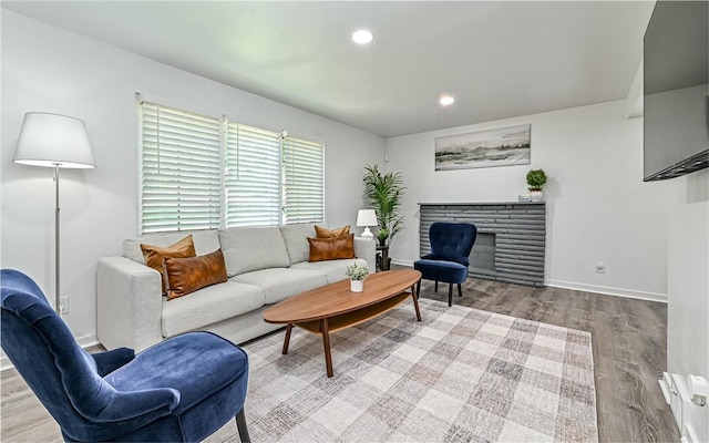 living room with light wood-type flooring