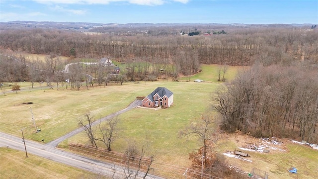 birds eye view of property featuring a rural view