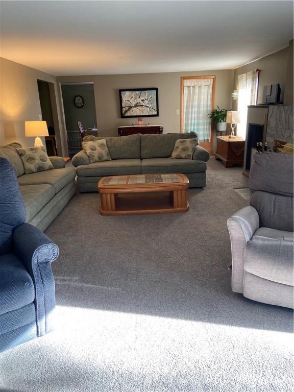 living room featuring carpet floors