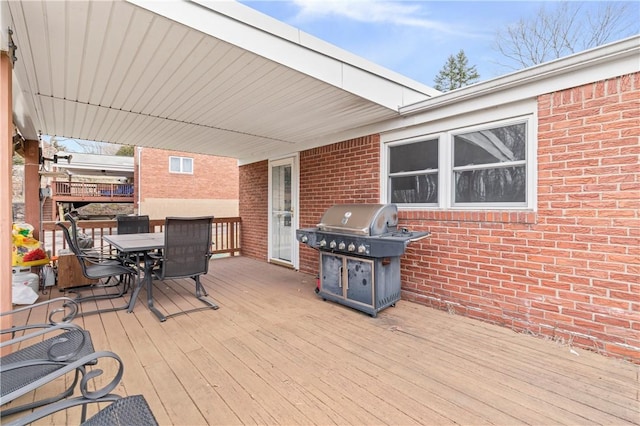 deck featuring area for grilling