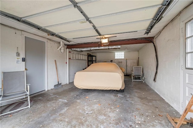 garage with a garage door opener