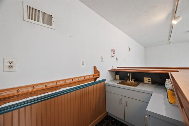 interior space with sink and track lighting