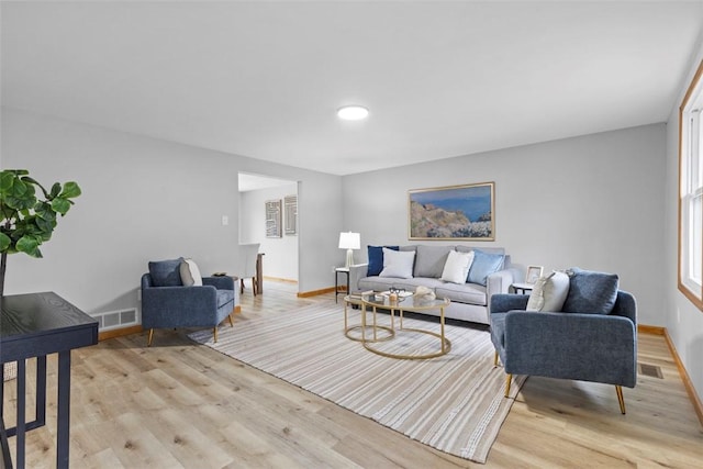 living room featuring light hardwood / wood-style floors