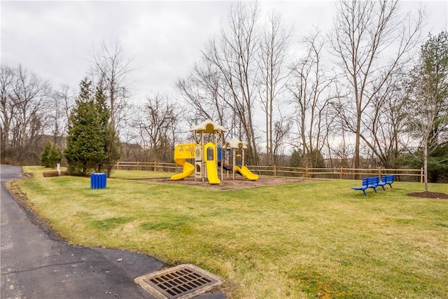 view of play area with a lawn