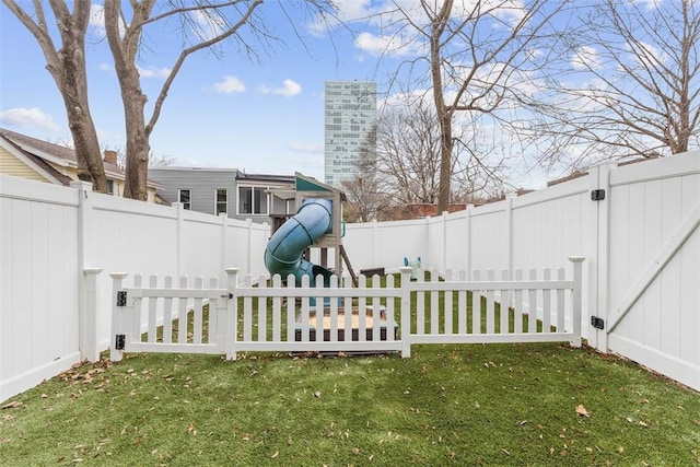 view of yard featuring a playground