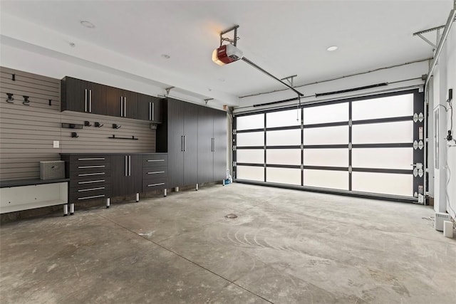 garage with a garage door opener