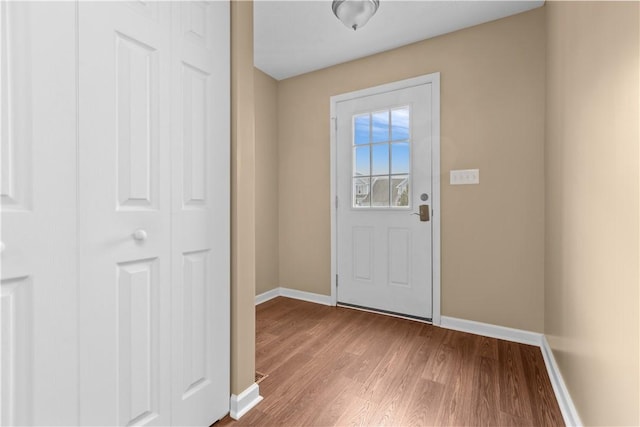 doorway to outside featuring light hardwood / wood-style floors