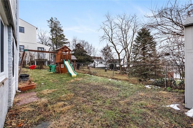 view of yard with a playground