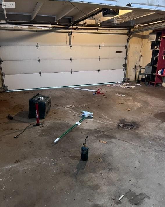 garage with a garage door opener