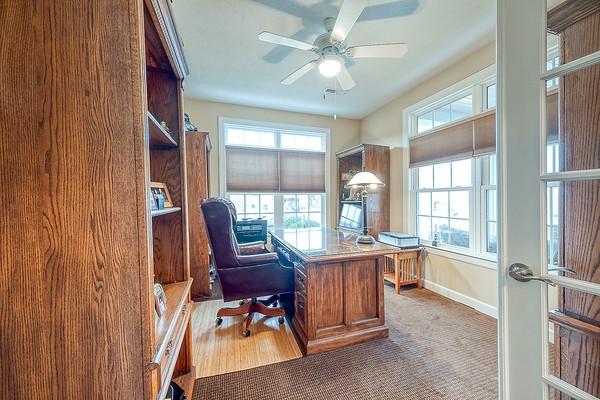 home office featuring ceiling fan