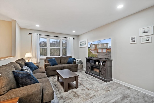 living room featuring light hardwood / wood-style flooring