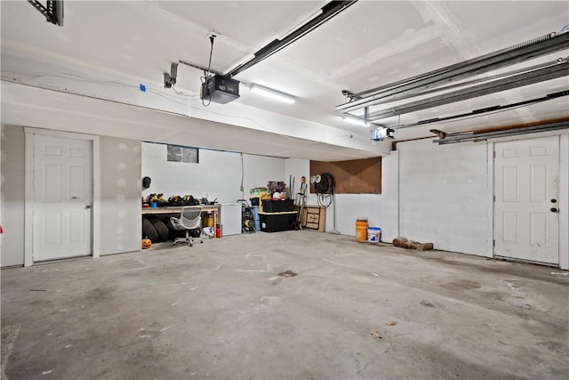 garage with a garage door opener