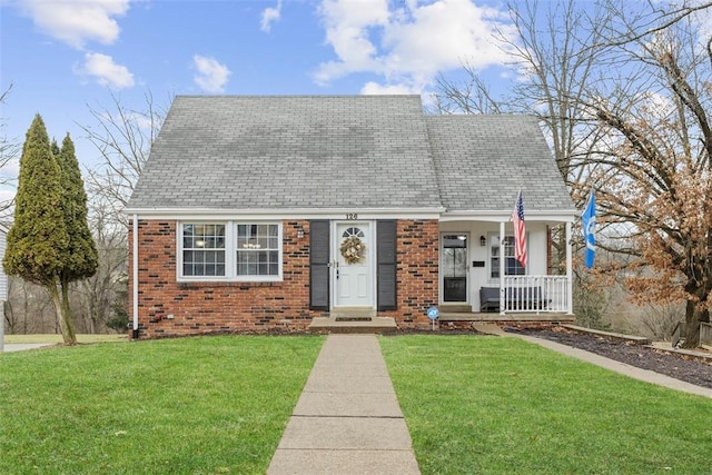 view of front facade with a porch and a front yard