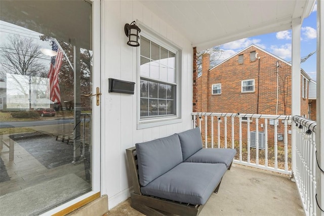 balcony featuring a porch