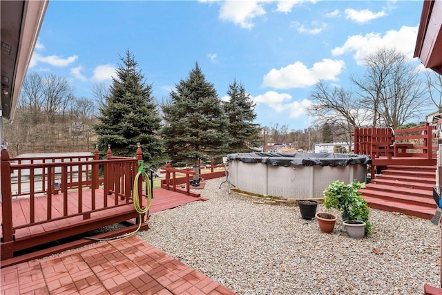 view of yard featuring a pool side deck