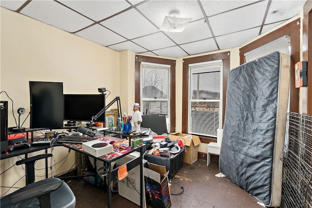 office featuring a drop ceiling