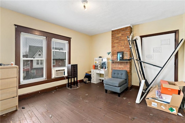 living area featuring dark wood-type flooring