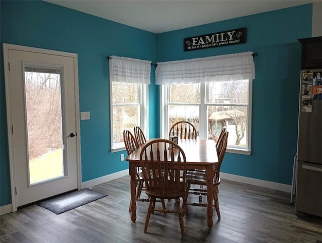 dining space featuring hardwood / wood-style floors