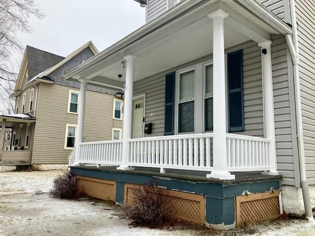 exterior space with covered porch