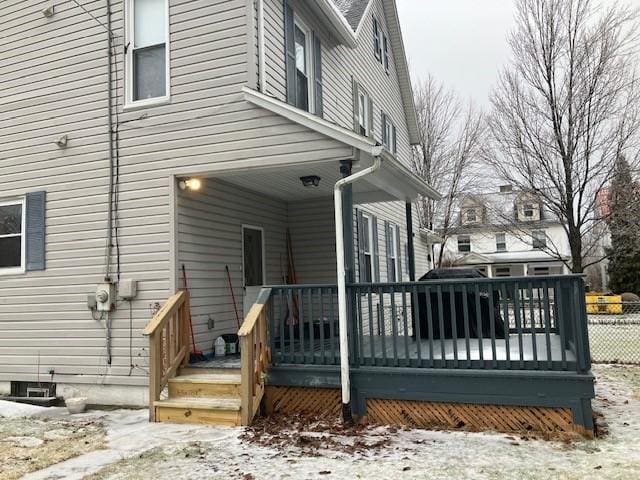 exterior space featuring a wooden deck