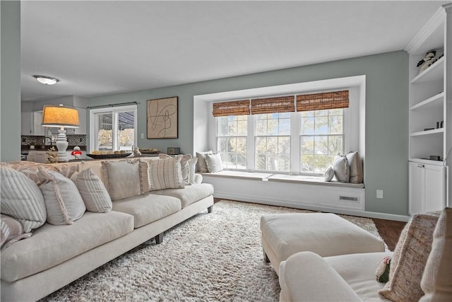 living room with hardwood / wood-style floors