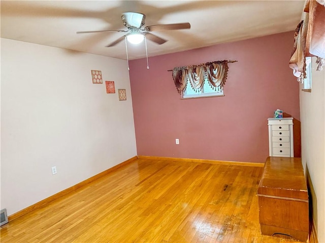 spare room featuring hardwood / wood-style flooring and ceiling fan