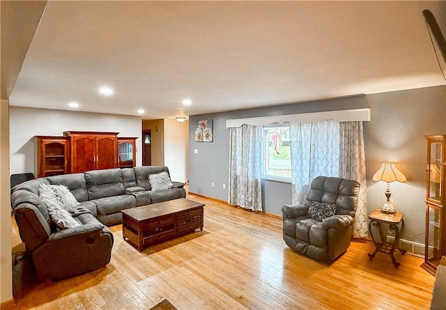 living room with light wood-type flooring