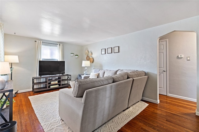 living room with hardwood / wood-style flooring