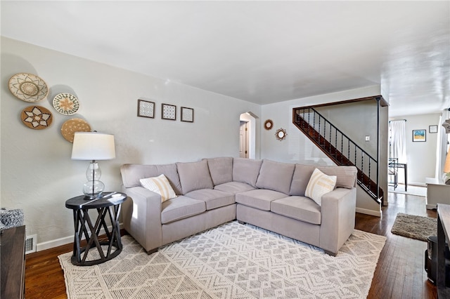 living room featuring hardwood / wood-style flooring