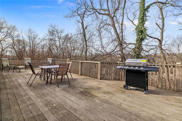 wooden terrace with grilling area