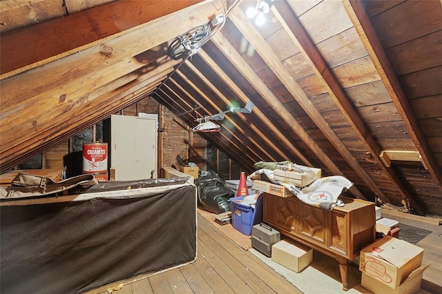 view of unfinished attic