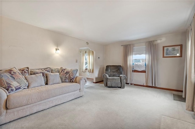 carpeted living room with plenty of natural light