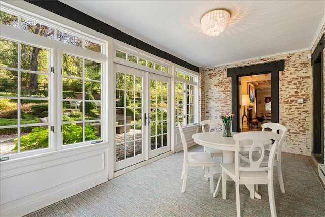 430 Woodland Rd, Edgeworth, PA 15143 - sunroom featuring french doors and a chandelier