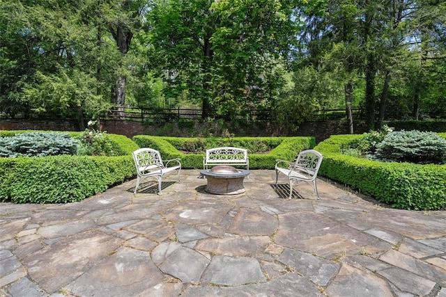 430 Woodland Rd, Edgeworth, PA 15143 - view of patio / terrace with a fire pit and fence