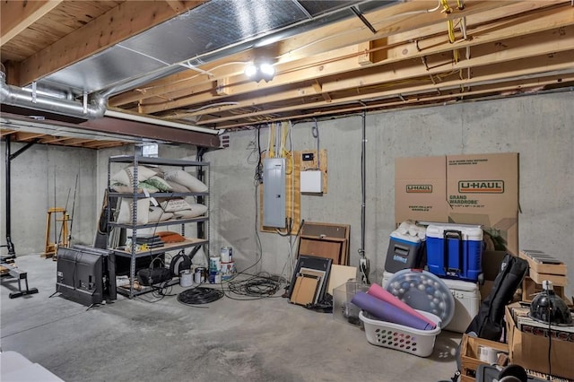 basement with electric panel